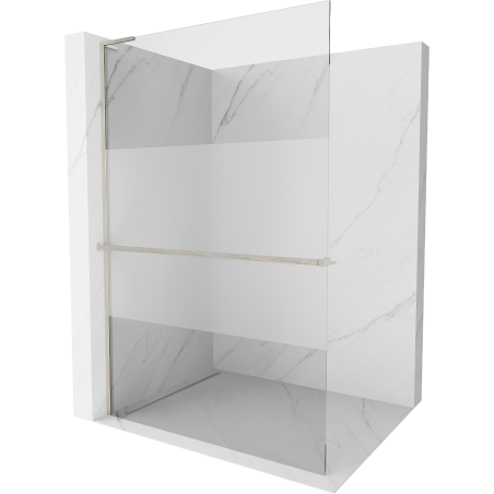 Mexen Kioto+ L Walk-in Shower Wall with Shelf 70 x 200 cm, Transparent/Frosted, Brushed Nickel - 800-070-123-97-35