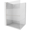 Mexen Kioto+ L Shower Wall with Walk-in Shelf 100 x 200 cm, Transparent/Frosted, Brushed Nickel - 800-100-123-97-35