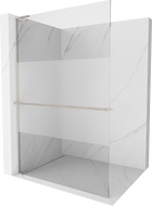 Mexen Kioto+ L Walk-in Shower Wall with Shelf 110 x 200 cm, Transparent/Frosted, Brushed Nickel - 800-110-123-97-35