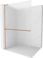 Mexen Kioto+ L Shower Screen with Walk-in Shelf 120 x 200 cm, Frosted, Brushed Bronze - 800-120-123-65-30