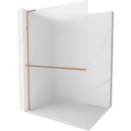Mexen Kioto+ L Shower Screen with Shelf Walk-in 100 x 200 cm, Frosted, Brushed Copper - 800-100-123-65-30