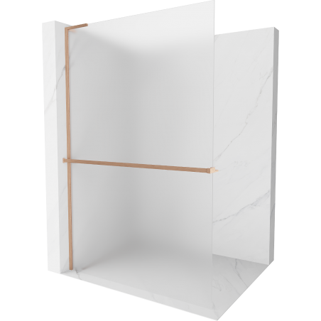Mexen Kioto+ L Walk-in Shower Wall with Shelf 70 x 200 cm, Frosted, Brushed Copper - 800-070-123-65-30