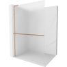 Mexen Kioto+ L Walk-in Shower Wall with Shelf 70 x 200 cm, Frosted, Brushed Copper - 800-070-123-65-30