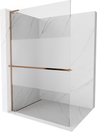 Mexen Kioto+ L shower screen with Walk-in shelf 80 x 200 cm, transparent/frosted, rose gold - 800-080-123-60-35