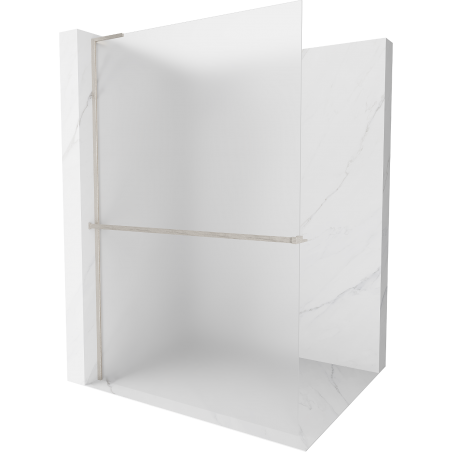 Mexen Kioto+ L Shower Wall with Walk-in Shelf 110 x 200 cm, Frosted, Brushed Nickel - 800-110-123-97-30