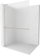 Mexen Kioto+ L Shower Wall with Walk-in Shelf 110 x 200 cm, Frosted, Brushed Nickel - 800-110-123-97-30