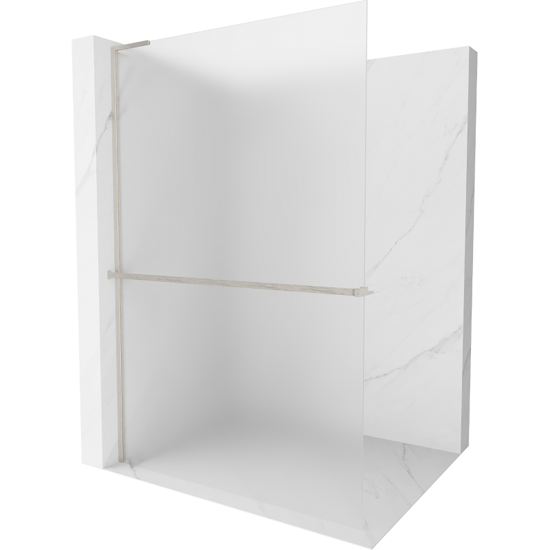 Mexen Kioto+ L Walk-in Shower Wall with Shelf 100 x 200 cm, Frosted, Brushed Nickel - 800-100-123-97-30