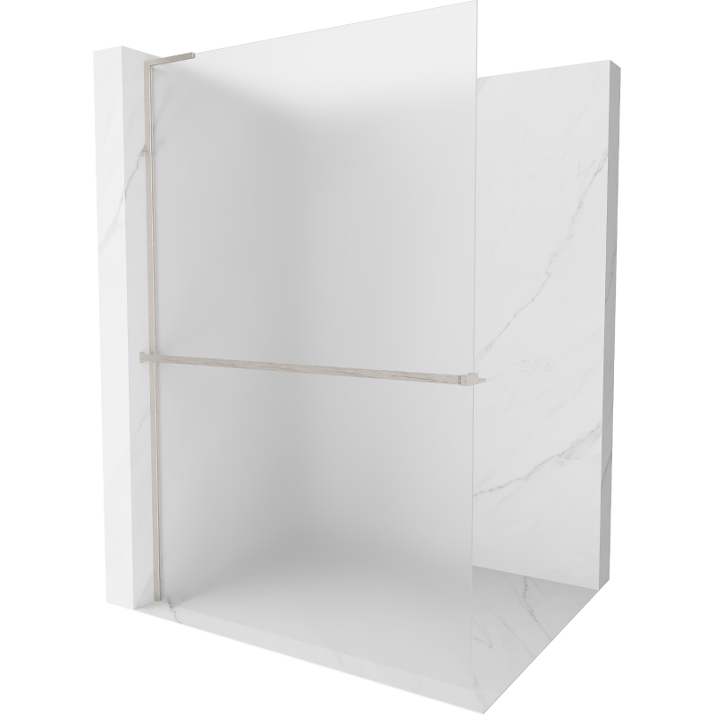 Mexen Kioto+ L Shower Screen with Walk-in Shelf 90 x 200 cm, Frosted, Brushed Nickel - 800-090-123-97-30