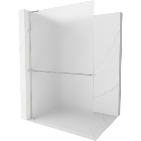 Mexen Kioto+ L Shower Wall with Walk-in Shelf 70 x 200 cm, Frosted Glass, Brushed Nickel - 800-070-123-97-30