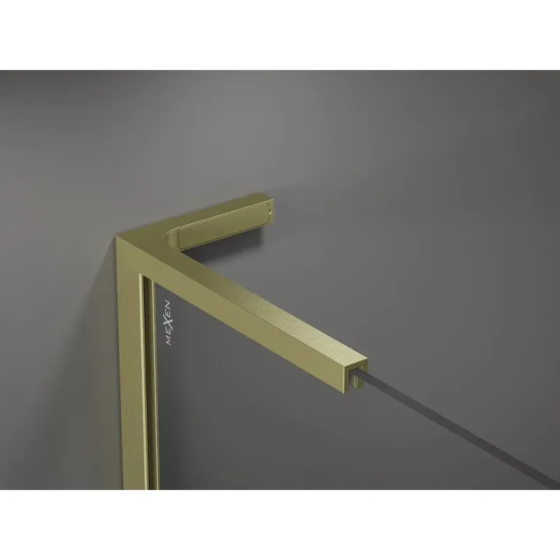 Mexen Kioto+ L shower wall with shelf Walk-in 90 x 200 cm, transparent/frosted, brushed gold - 800-090-123-55-35
