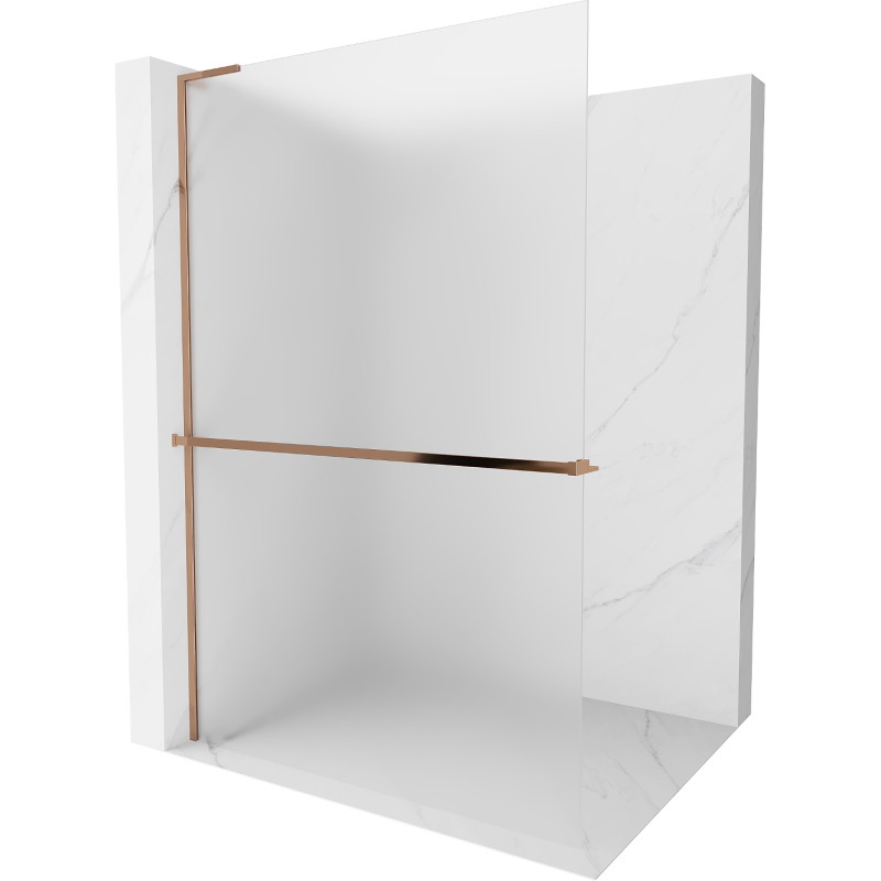 Mexen Kioto+ L shower wall with shelf Walk-in 90 x 200 cm, frost, rose gold - 800-090-123-60-30