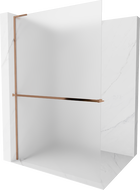 Mexen Kioto+ L shower wall with shelf Walk-in 90 x 200 cm, frost, rose gold - 800-090-123-60-30