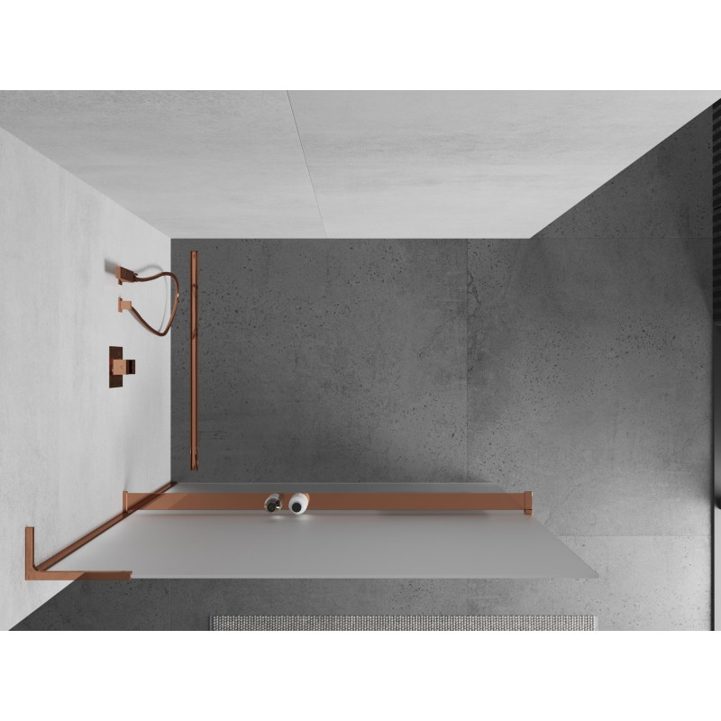 Mexen Kioto+ L shower wall with shelf Walk-in 90 x 200 cm, frost, rose gold - 800-090-123-60-30