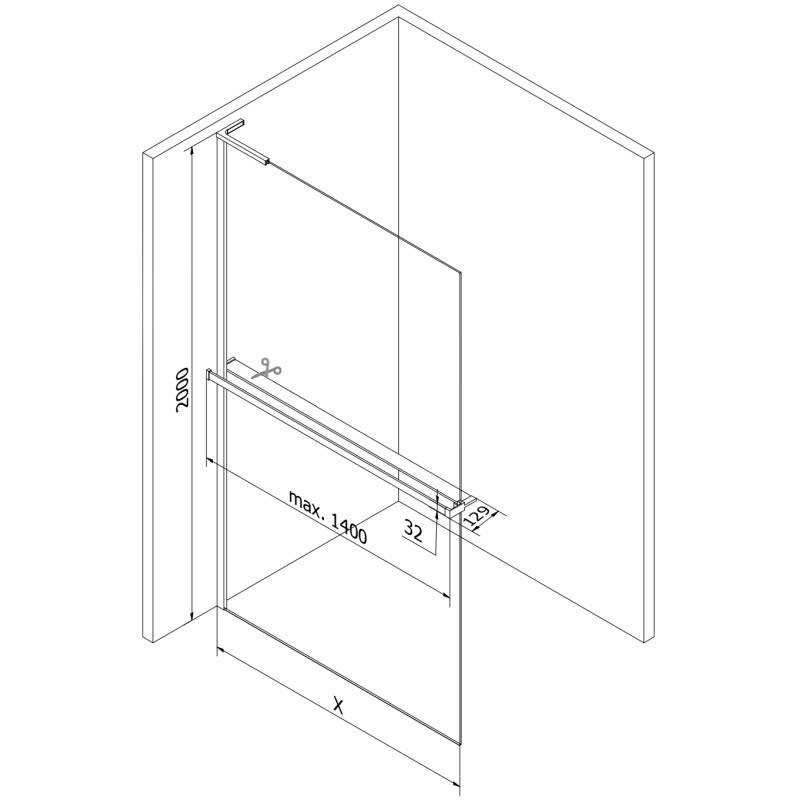 Mexen Kioto+ L shower wall with shelf Walk-in 90 x 200 cm, frost, rose gold - 800-090-123-60-30