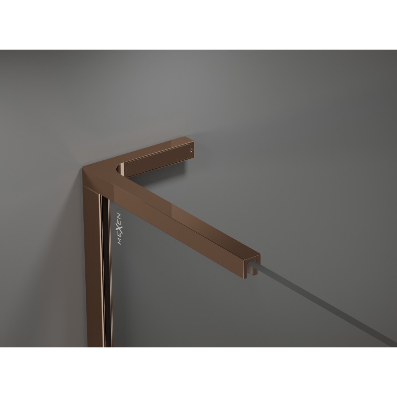 Mexen Kioto+ L shower wall with shelf Walk-in 90 x 200 cm, frost, rose gold - 800-090-123-60-30