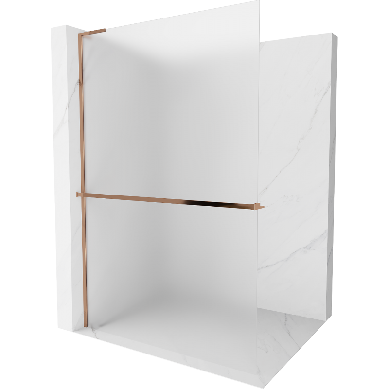 Mexen Kioto+ L shower wall with shelf Walk-in 70 x 200 cm, frosted, pink gold - 800-070-123-60-30