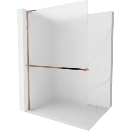 Mexen Kioto+ L shower wall with shelf Walk-in 70 x 200 cm, frosted, pink gold - 800-070-123-60-30