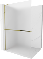 Mexen Kioto+ L Shower Wall with Walk-in Shelf 70 x 200 cm, Frosted, Gold - 800-070-123-50-30