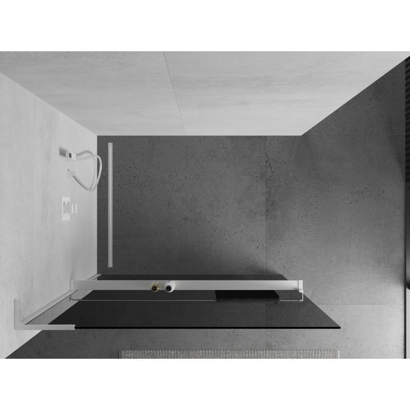 Mexen Kioto+ L shower wall with Walk-in shelf 80 x 200 cm, graphite, white - 800-080-123-20-40