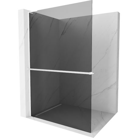 Mexen Kioto+ L shower wall with shelf Walk-in 120 x 200 cm, graphite, white - 800-120-123-20-40