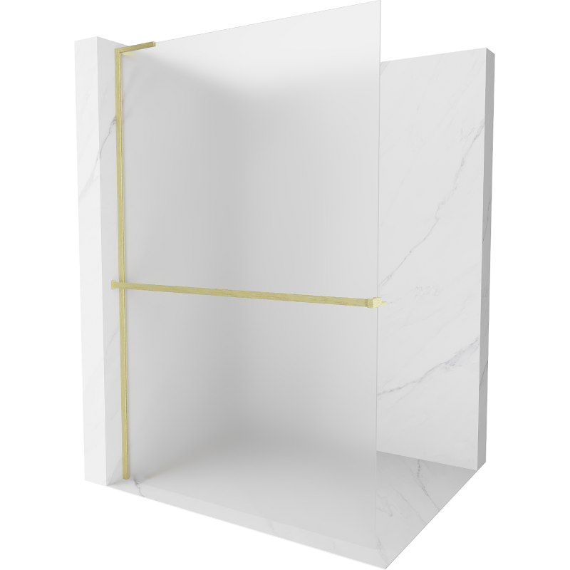 Mexen Kioto+ L shower wall with shelf Walk-in 100 x 200 cm, frosted, brushed gold - 800-100-123-55-30