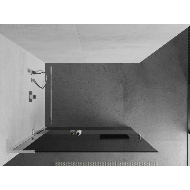 Mexen Kioto+ L shower panel with shelf Walk-in 100 x 200 cm, graphite, chrome - 800-100-123-01-40