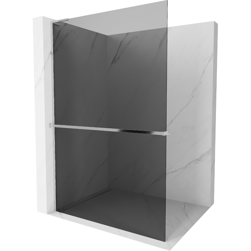 Mexen Kioto+ L Walk-in Shower Screen 120 x 200 cm, Graphite, Chrome - 800-120-123-01-40