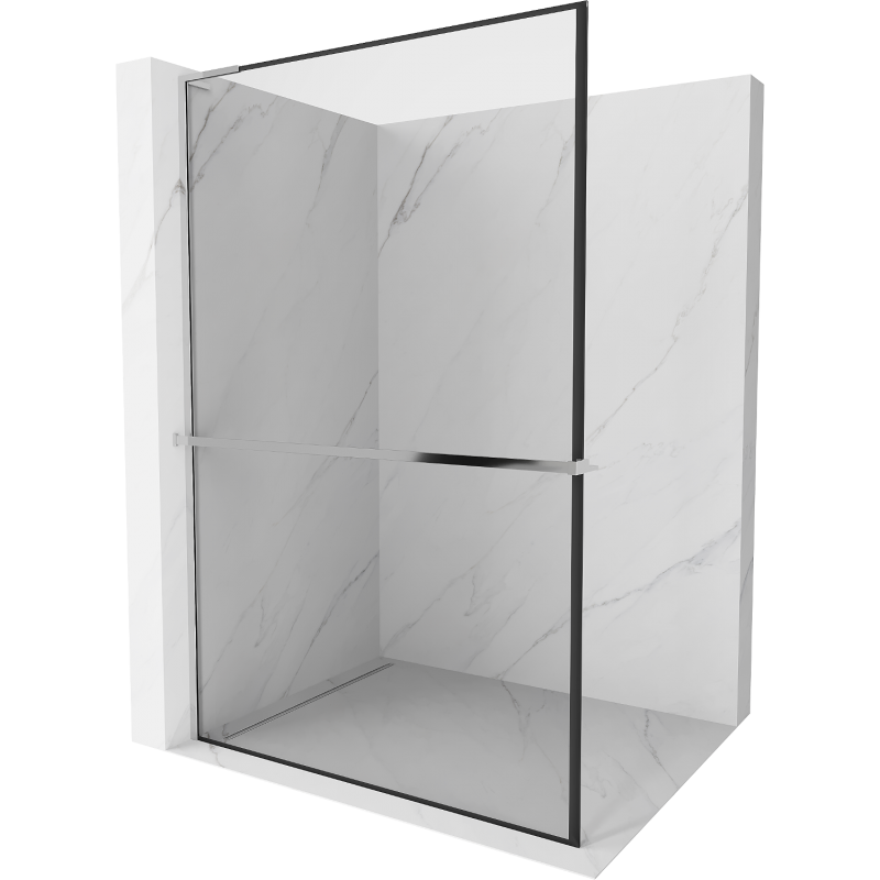 Mexen Kioto+ L Walk-in Shower Wall with Shelf 70 x 200 cm, Black Pattern, Chrome - 800-070-123-01-70