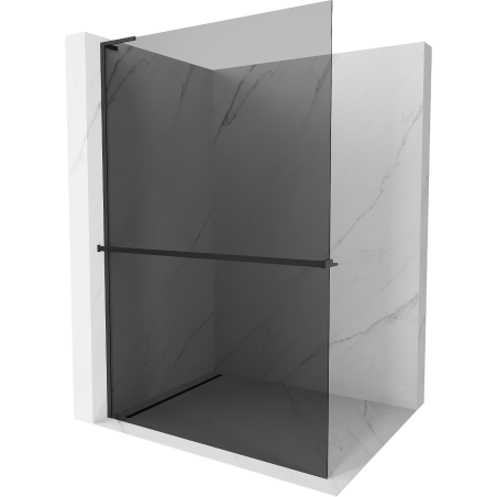 Mexen Kioto+ L Shower Wall with Walk-in Shelf 80 x 200 cm, Graphite, Black - 800-080-123-70-40