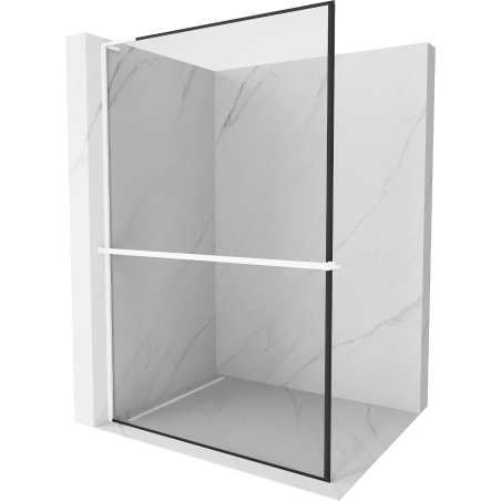 Mexen Kioto+ L Shower Wall with Shelf Walk-in 70 x 200 cm, Black Frame, White - 800-070-123-20-70