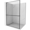 Mexen Kioto+ L Shower Wall with Walk-in Shelf 100 x 200 cm, Black Pattern, Black - 800-100-123-70-70