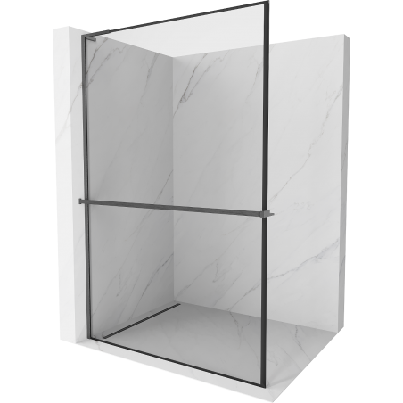 Mexen Kioto+ L shower screen with shelf Walk-in 100 x 200 cm, black frame, gun gray brushed - 800-100-123-66-70