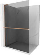 Mexen Kioto+ L Shower Wall with Shelf Walk-in 100 x 200 cm, Graphite, Brushed Copper - 800-100-123-65-40