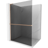 Mexen Kioto+ L Walk-in Shower Panel with Shelf 120 x 200 cm, Graphite, Brushed Copper - 800-120-123-65-40