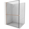 Mexen Kioto+ L shower screen with shelf Walk-in 110 x 200 cm, black frame, brushed copper - 800-110-123-65-70
