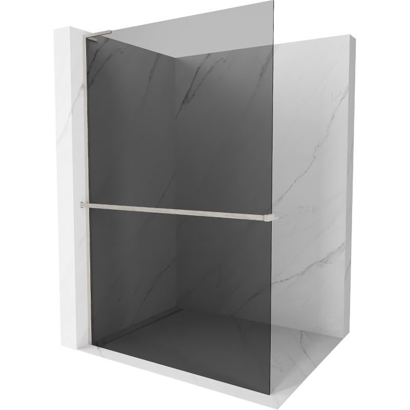 Mexen Kioto+ L shower wall with shelf Walk-in 70 x 200 cm, graphite, brushed nickel - 800-070-123-97-40