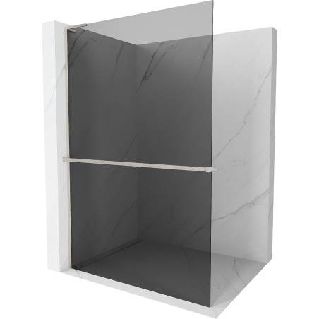 Mexen Kioto+ L shower wall with shelf Walk-in 70 x 200 cm, graphite, brushed nickel - 800-070-123-97-40
