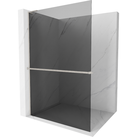 Mexen Kioto+ L Walk-in Shower Screen with Shelf 80 x 200 cm, Graphite, Brushed Nickel - 800-080-123-97-40