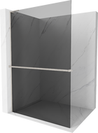 Mexen Kioto+ L shower wall with shelf Walk-in 100 x 200 cm, graphite, brushed nickel - 800-100-123-97-40
