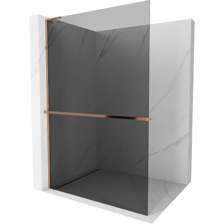 Mexen Kioto+ L shower wall with Walk-in shelf 80 x 200 cm, graphite, pink gold - 800-080-123-60-40
