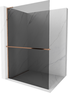 Mexen Kioto+ L Shower Wall with Shelf Walk-in 90 x 200 cm, Graphite, Rose Gold - 800-090-123-60-40