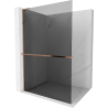 Mexen Kioto+ L Shower Wall with Shelf Walk-in 100 x 200 cm, Graphite, Rose Gold - 800-100-123-60-40