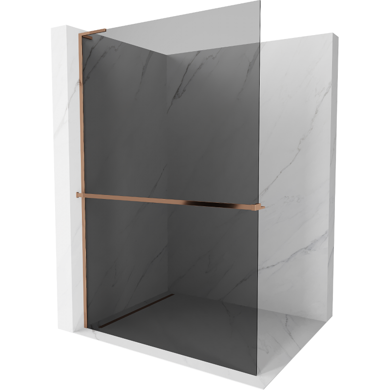 Mexen Kioto+ L Walk-in Shower Screen 110 x 200 cm, Graphite, Rose Gold - 800-110-123-60-40