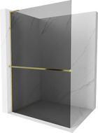 Mexen Kioto+ L Walk-in Shower Wall with Shelf 90 x 200 cm, Graphite, Gold - 800-090-123-50-40