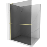 Mexen Kioto+ L shower wall with shelf Walk-in 100 x 200 cm, graphite, brushed gold - 800-100-123-55-40