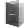 Mexen Kioto+ L Shower Wall with Walk-in Shelf 120 x 200 cm, Graphite, Brushed Gold - 800-120-123-55-40