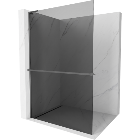 Mexen Kioto+ L Walk-in Shower Wall with Shelf 110 x 200 cm, Graphite, Gun Metal - 800-110-123-95-40