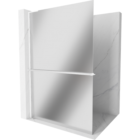 Mexen Kioto+ L Shower Wall with Shelf Walk-in 80 x 200 cm, Mirror, White - 800-080-123-20-50
