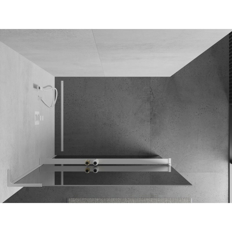 Mexen Kioto+ L Shower Wall with Shelf Walk-in 90 x 200 cm, Mirror, White - 800-090-123-20-50