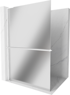 Mexen Kioto+ L Shower Wall with Shelf Walk-in 110 x 200 cm, Mirror, White - 800-110-123-20-50